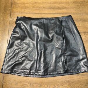 Altar'd State Black Faux Leather Mini Skirt